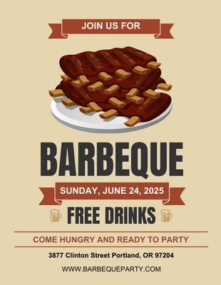 Free  Template: Light Brown Minimalist Illustration Barbeque Flyer