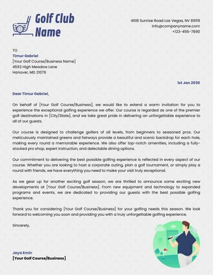 Free  Template: Grey And Blue Clean Illustration Business Golf Letterhead