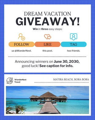 Free  Template: Anuncio de sorteo en plantilla para Facebook retrato.