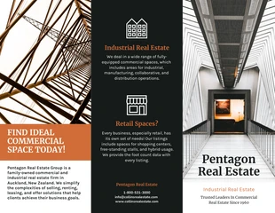 premium  Template: Brochure à trois volets sur l'immobilier industriel sombre