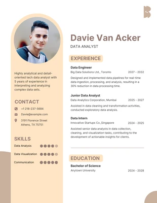 Free  Template: Cream Rounded Tech Resume