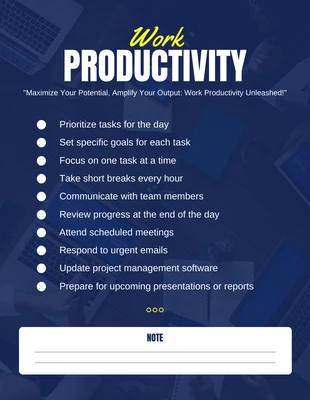 Free  Template: Navy Modern Minimalist Work Productivity Daily Checklist