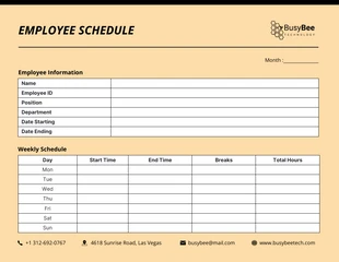 Free  Template: Cream Black Minimalist Employee Schedule Form