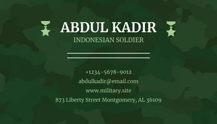 Dark Green Modern Pattern Professional Military Business Card - Página 2