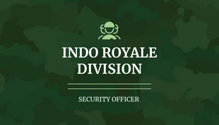 Free  Template: Cartão de visita profissional militar verde escuro padrão moderno