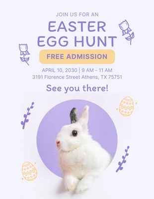 Free  Template: Chasse aux œufs de Pâques simple lilas et jaunes Poster