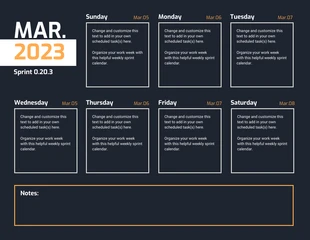 business  Template: Calendario Sprint settimanale