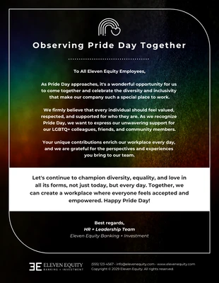Free  Template: Boletín informativo por correo electrónico de la empresa para el Día del Orgullo LGBTQ+