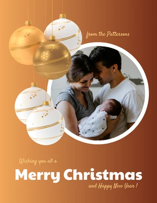 premium  Template: Carte de Noël avec photo de famille en or