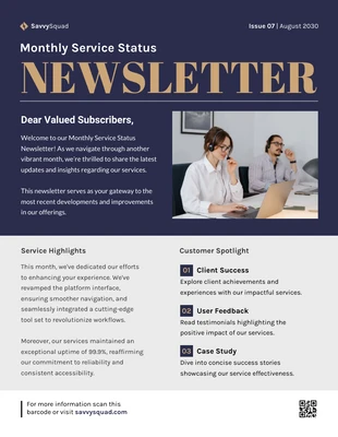 business  Template: Monthly Service Status Newsletter