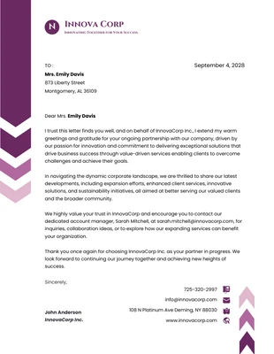 premium  Template: Purple Minimalist Company Letterhead