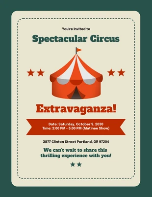 Free  Template: Red And Green Circus Invitation