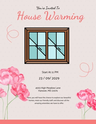 Free  Template: Pink Housewarming Invitation Party