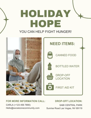 Free  Template: Volante verde claro para la campaña de recogida de alimentos Holiday Hope