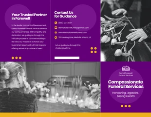 Free  Template: Simple Purple and Yellow Funeral Service Tri-fold Brochure