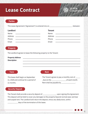 Free  Template: Deep Red Lease Contract