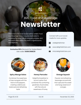 business  Template: B2C Food and Beverage Newsletter