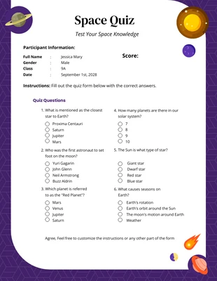 premium  Template: Simple Purple Quiz Form