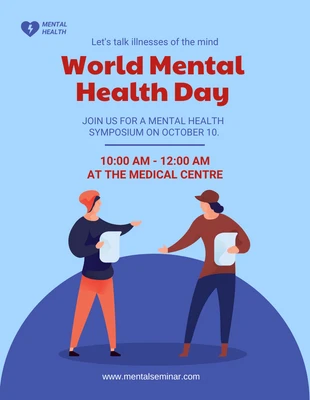 Free  Template: Blue Mental Health Day Flyer