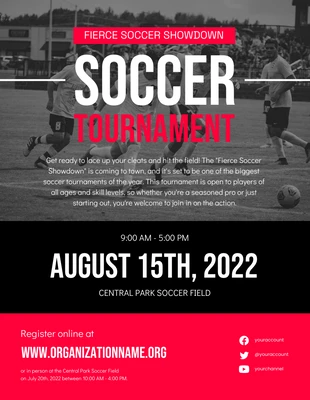 Free  Template: Poster del torneo di calcio nero e rosso