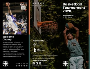 Free  Template: Brochure à trois volets de l'événement du tournoi de basket-ball