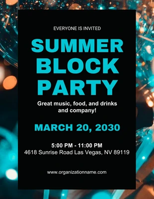 Free  Template: Black Modern Summer Block Party Flyer