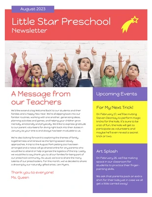 Free  Template: Boletín informativo de Vibrant Preschool