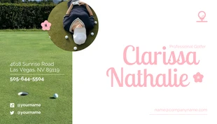 Green and Pink Woman Professional Golfer Business Card - صفحة 2