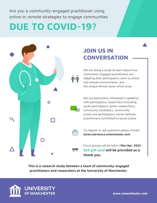 Free  Template: ملصق دراسة الرعاية الصحية لـ COVID-19