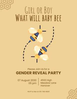 Free  Template: Invitation à la révélation du sexe d'un bébé abeille