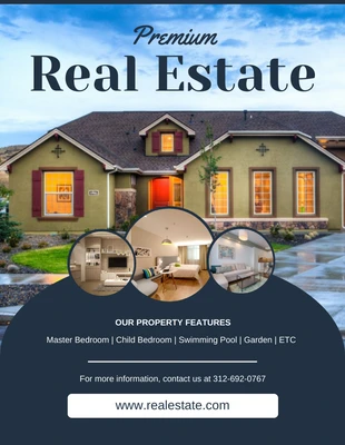 Free  Template: Blue Minimalist Premium Real Estate Flyer