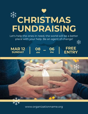 Free  Template: Blue Modern Christmas Fundraising Flyer