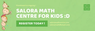 Free  Template: Banner de ilustração simples de matemática para crianças Light Greenn