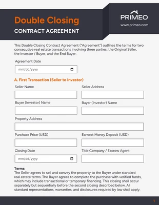 business interactive Template: Plantilla de contrato de cierre doble