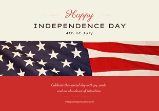 Free  Template: Cartão de 4 de julho do Dia da Independência em creme e vermelho