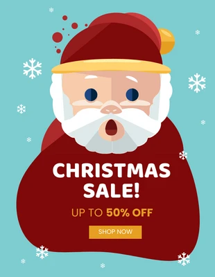 Free  Template: Modello di vendita di Natale illustrato verde acqua e rosso