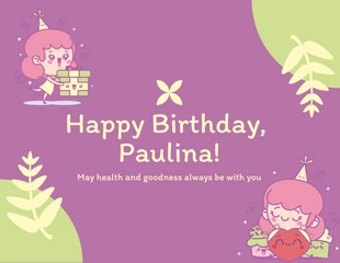 Purple And Green Playful Cheerful Illustration Girls Celebrate Birthday Presentation - Página 5