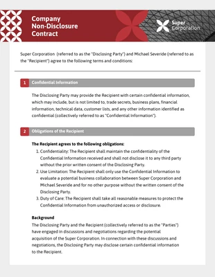 premium  Template: Gray and Red NDA Contract