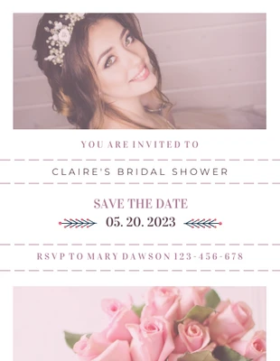 Free  Template: Invito alla festa della sposa con foto rosa