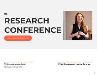 Free  Template: عرض تقديمي لأبحاث المؤتمرات المهنية باللونين الأبيض والرمادي والبرتقالي