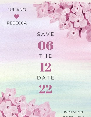 Free  Template: Invitación Save The Date en acuarela