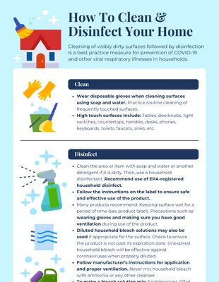 Free  Template: Infográfico sobre como limpar e desinfetar sua casa