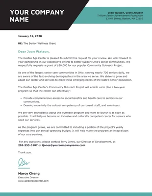 Free  Template: Customizable Grant Proposal Business Letter