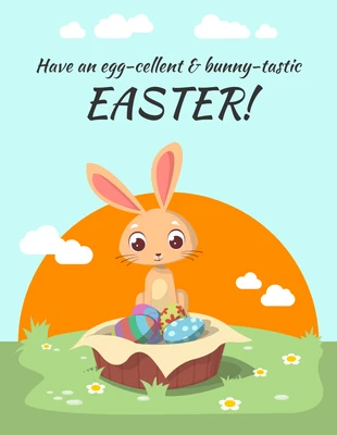 premium  Template: Adorable carte de lapin de Pâques