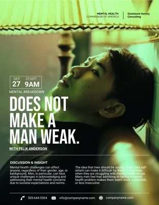 Free  Template: Fotohintergrund Talkshow-Poster zum Thema psychische Gesundheit