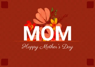 Free  Template: Red Minimalist Pattern Floral Happy Mother's Day Postcard