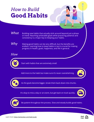 premium  Template: Lila Infografik zum Aufbau guter Gewohnheiten