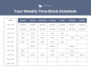 premium  Template: Modelo de cronograma de blocos de tempo
