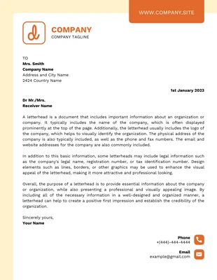 Free  Template: Light Yellow And Orange Simple Professional Graphic Design Letterhead Template