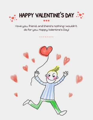 Free  Template: Hellgraues, niedliches Illustrations-Happy-Valentine-Day-Poster